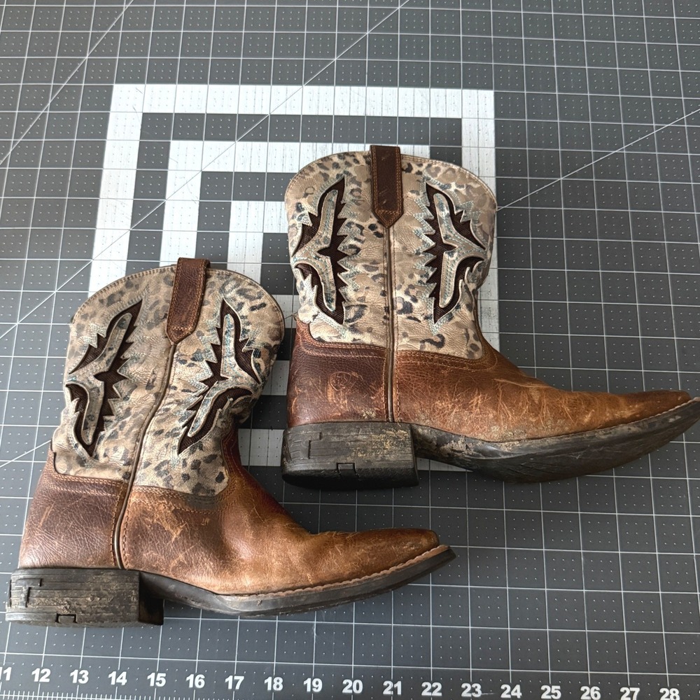 Ariat Kids 5.5 Koel VentTEK Western Boots Leather Leopard Print Rodeo Ranch
